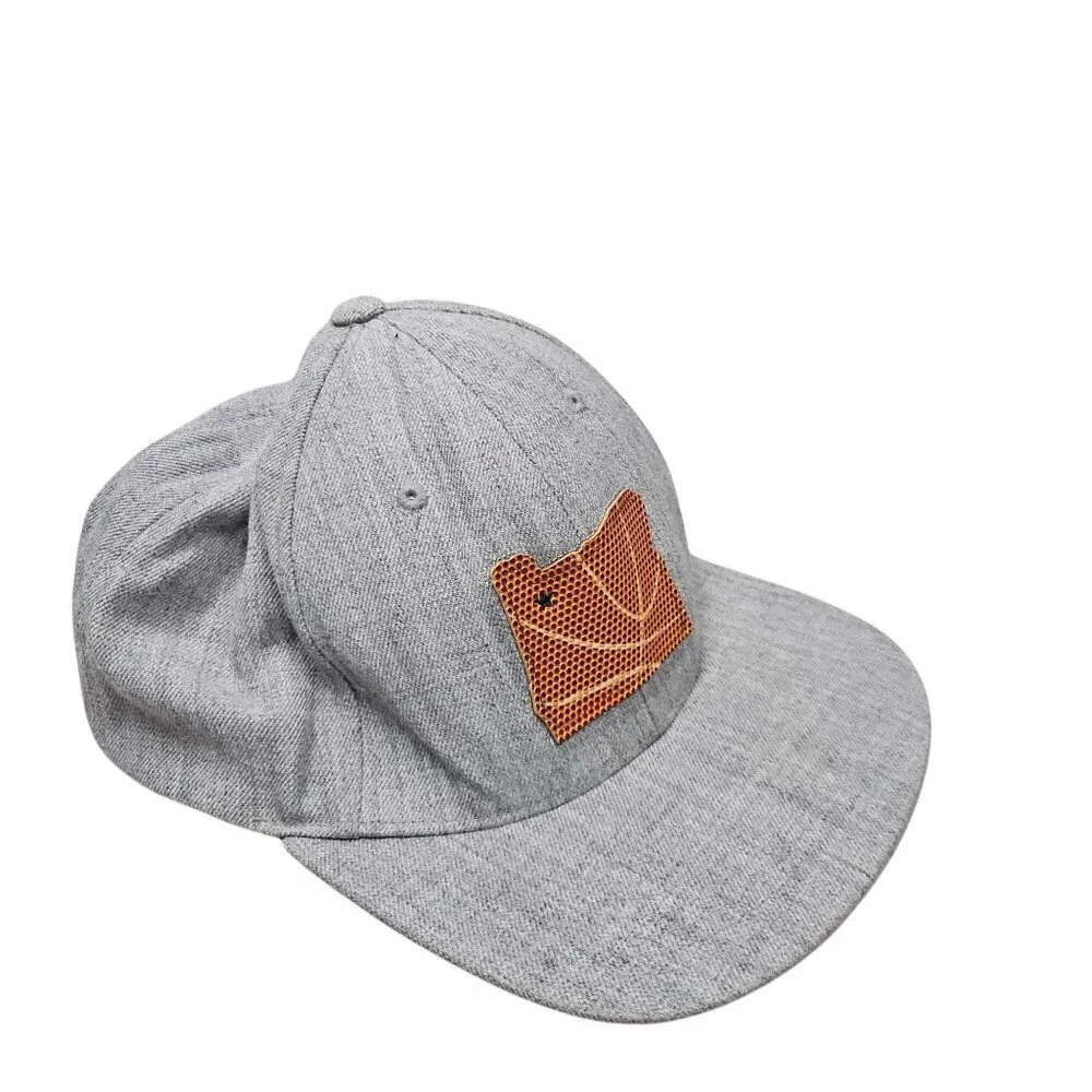 Oregon State Gray‎ Baseball Cap  Brown Basketball Embellished State Logo Patch